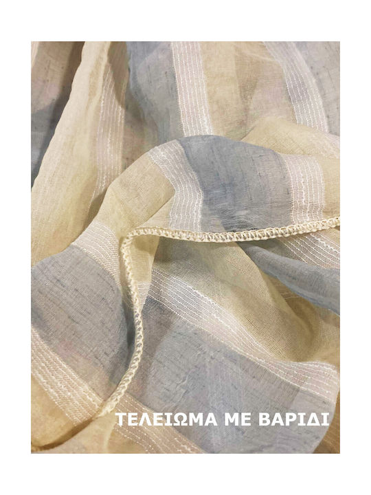 Decotelia Κουρτίνα με Τρέσα Εκρού Γαλάζιο 480x285εκ.