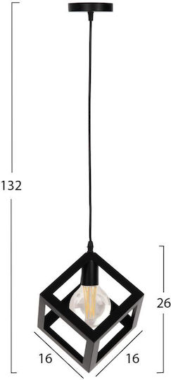 HomeMarkt Black Pendant Light with E27 Socket 16x16x132cm