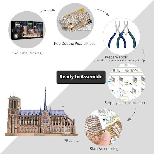 Piececool Jucărie de Construcție din Metal Notre-dame De Paris pentru Copii 14++ Ani