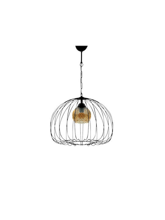 Klikareto Demet Pendant Light Black Grid with Socket E27 37x65cm