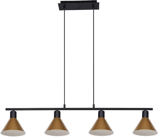 Rabalux Alvaro Pendant Light Gold Rail for 4 Bulbs E27 100cm