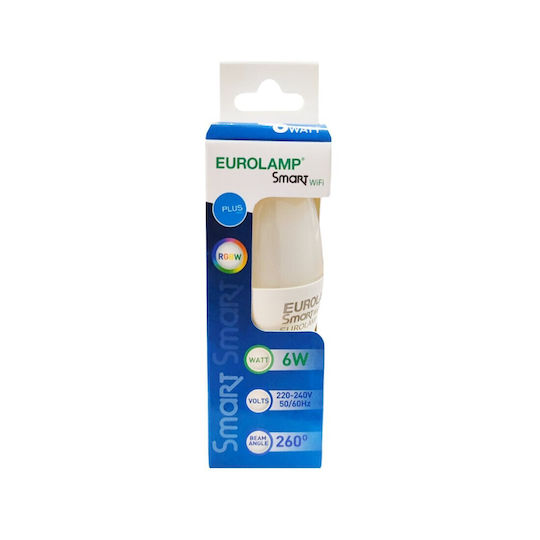 Eurolamp Smart LED Bulb 6W for Socket E14 and Shape C37 RGBW 470lm Dimmable