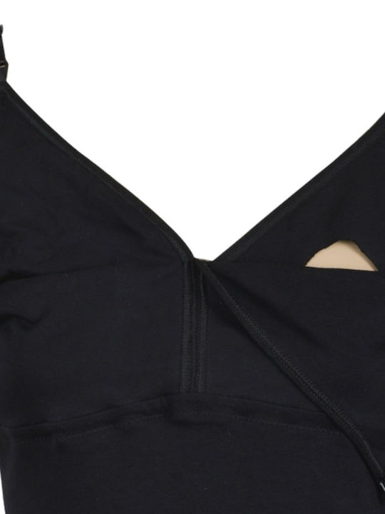 Carriwell Maternity & Nursing Undershirt with Clips Black