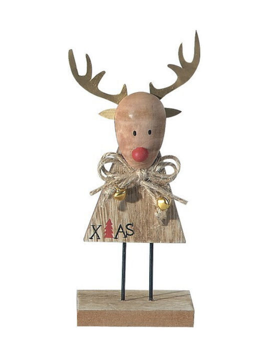 Lianos Christmas Wooden Figure Reindeer Beige Length 6cm