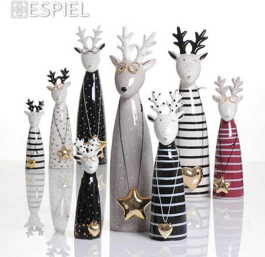 Espiel Christmas Ceramic Figure Reindeer White Length 9cm