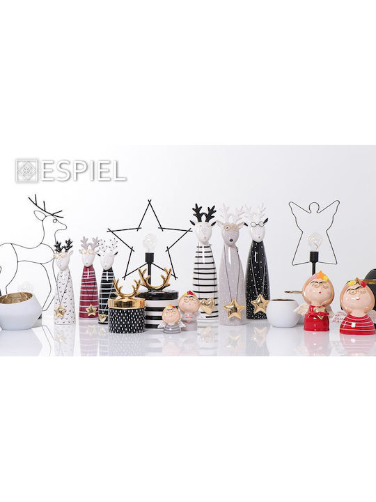 Espiel Christmas Ceramic Figure Reindeer White Length 9cm