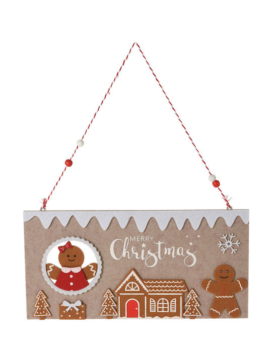 Koopman Christmas Fabric Figure Sign Brown Height 30cm