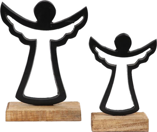 InTheBox Weihnachtliche Holz Figur Cherub Schwarz Höhe 18cm Adorn