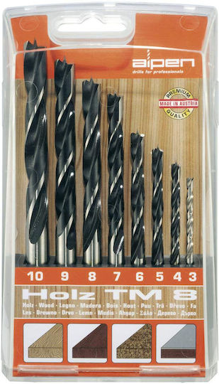 Alpen Drills Holz Set of 8 Drills with Hexagonal Shank for Wood και Metal