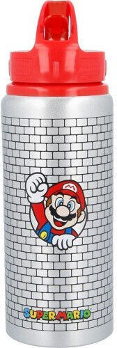 Enarxis Kids Aluminium Water Bottle Set Super Mario Silver 710ml