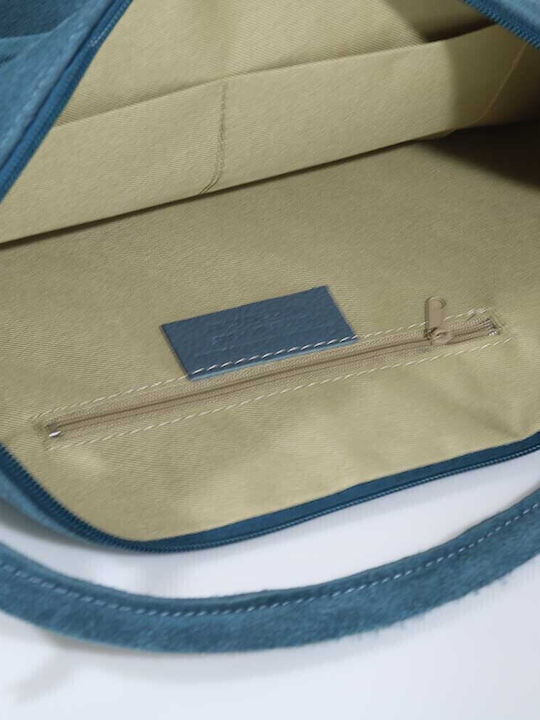 Leder Damentasche Schultertasche Petrol Blau