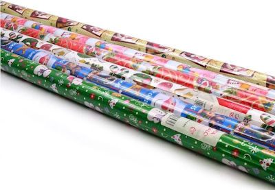 Weihnachtlich Einwickelpapier für Geschenke Rot 200x70cm.