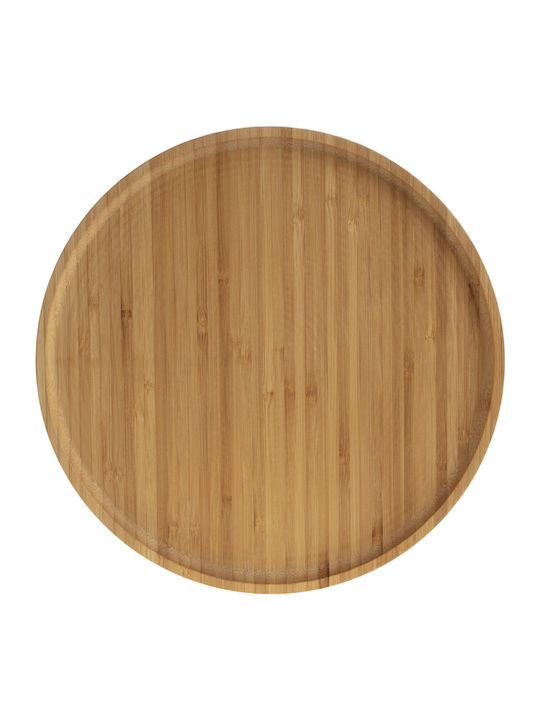 Round Wooden Decorative Platter Brown 19.5x19.5x1.5cm