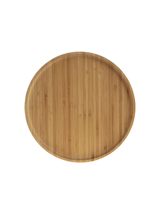 Round Wooden Decorative Platter Brown 26.5x26.5x1.5cm