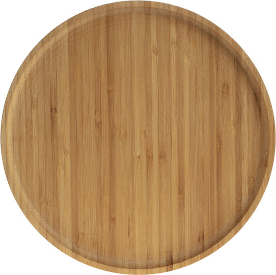 Round Wooden Decorative Platter Brown 26.5x26.5x1.5cm