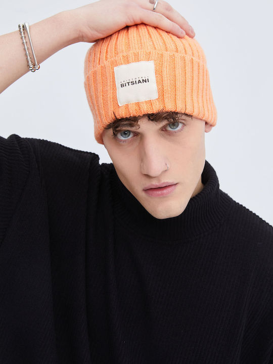 Aristoteli Bitsiani Beanie Unisex Σκούφος Πλεκτός σε Πορτοκαλί χρώμα