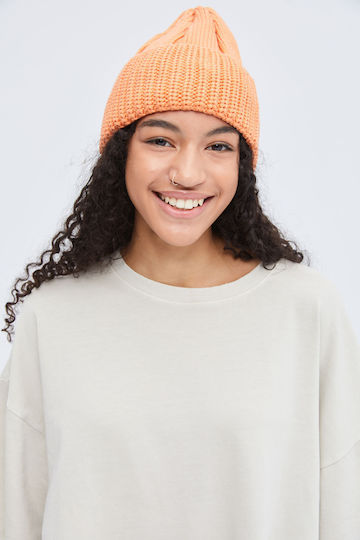 Beanie Unisex Beanie Knitted in Orange color
