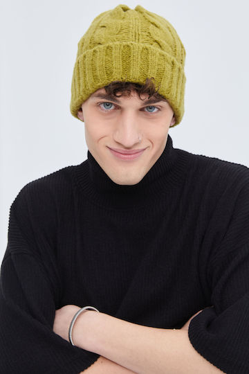 Beanie Unisex Beanie Knitted in Khaki color