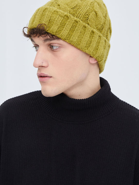 Beanie Unisex Σκούφος Πλεκτός σε Χακί χρώμα