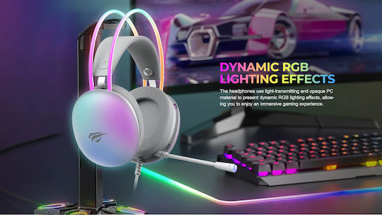 Havit H2037d Over Ear Gaming Headset με σύνδεση 2x3.5mm / USB Λευκό