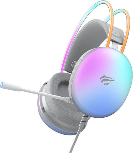 Havit H2037d Over Ear Gaming Headset με σύνδεση 2x3.5mm / USB Λευκό