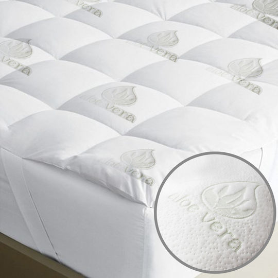 BS Collection Mattress Topper Aloe Vera Double Polyester Infused with Aloe & Elastic Straps 150x200cm
