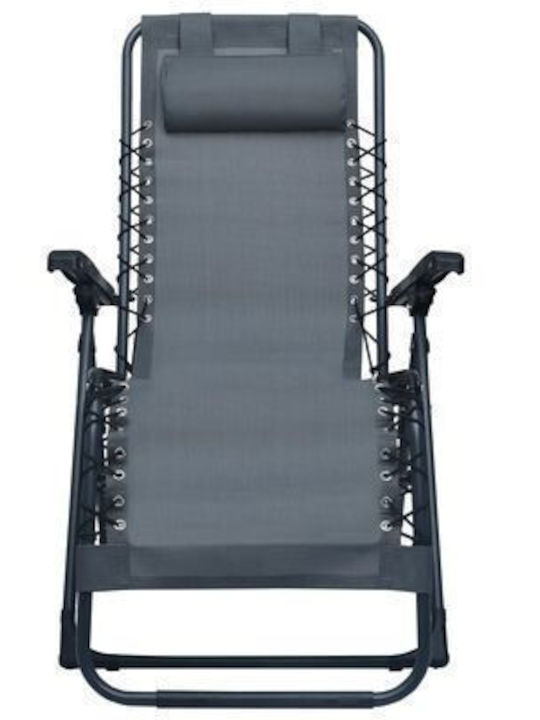 Deckchair Metallic with Cushion Gray 175x65x110cm.