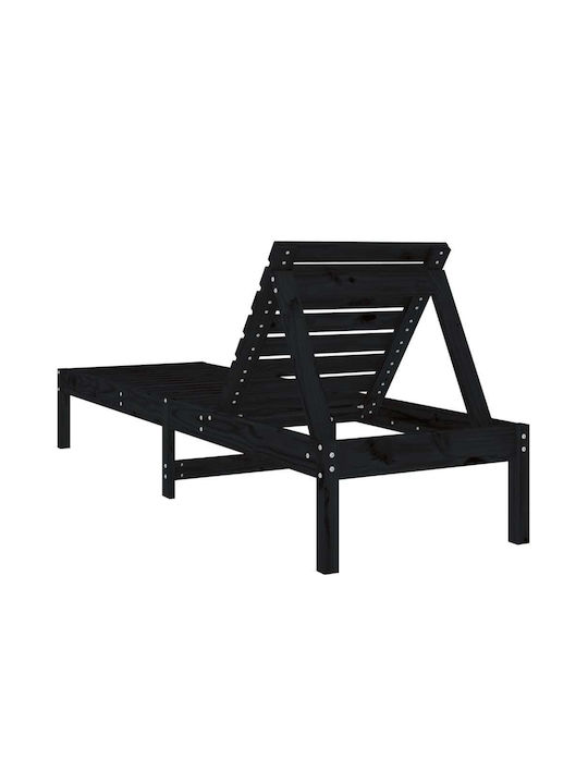 Deckchair Wooden Black 2pcs 199.5x60x74cm.