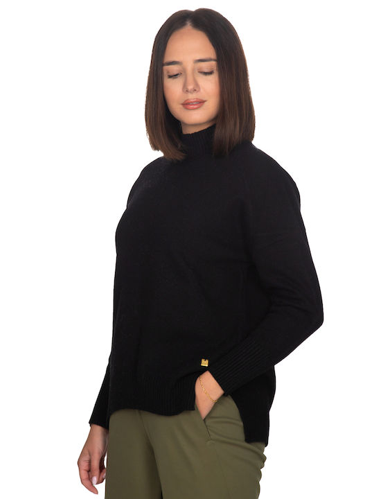 Vera Women's Long Sleeve Sweater Woolen Black