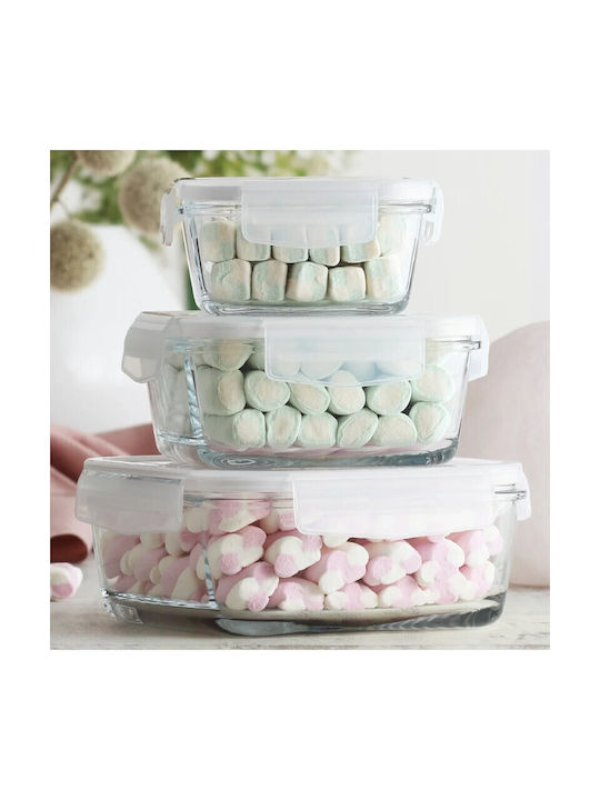 Kosova Cutie pentru Mâncare Sticlă Transparent 3buc