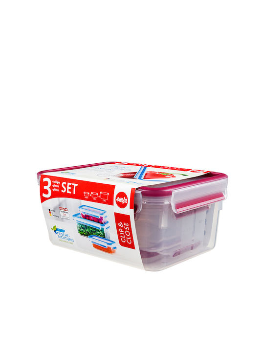 Emsa Clip & Close Lunchbox Kunststoff Transparent 3Stück