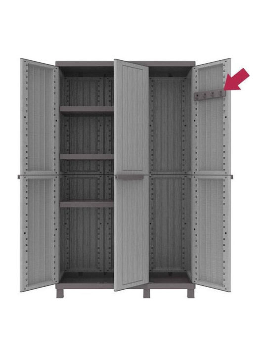 Dulap cu trei uși Plastic cu Separator & 2 Rafturi 102x39x170cm