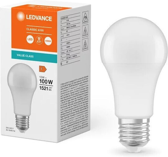 Ledvance LED Bulb 13W 118εκ. for Socket E27 and Shape A100 Natural White 1521lm
