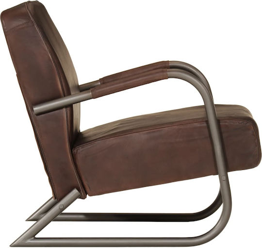 Armchair from Genuine Leather Coffee 60x70x79cm