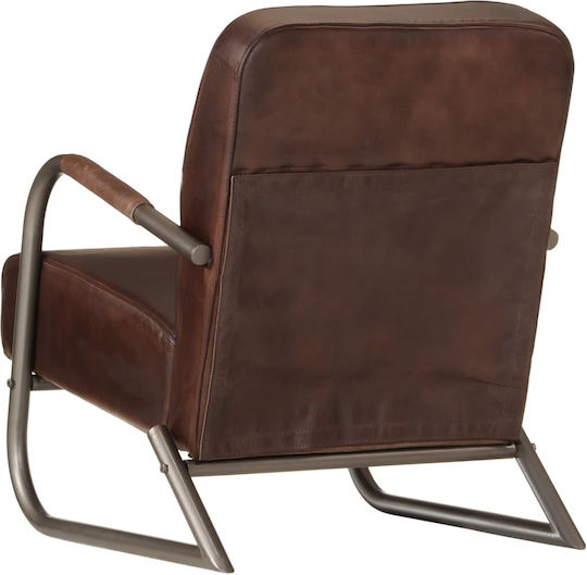 Armchair from Genuine Leather Coffee 60x70x79cm