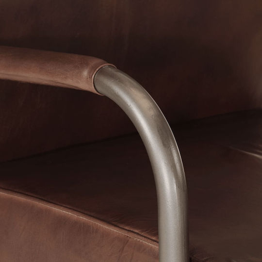 Armchair from Genuine Leather Coffee 60x70x79cm