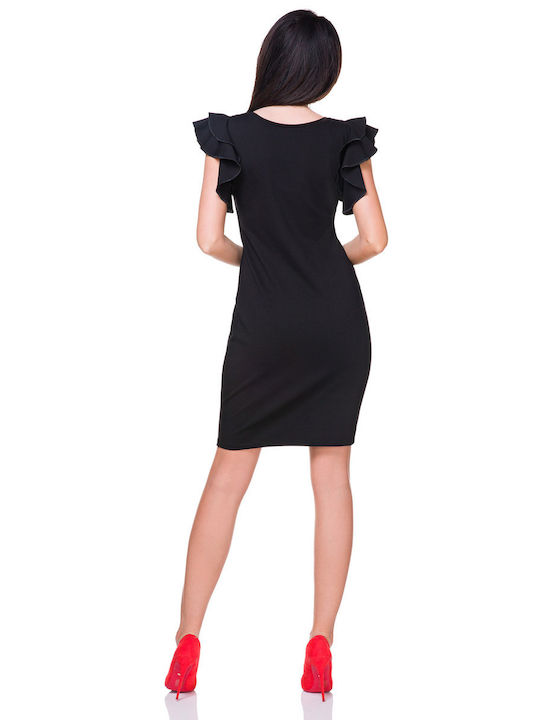 Tessita Mini Evening Dress with Ruffle Black