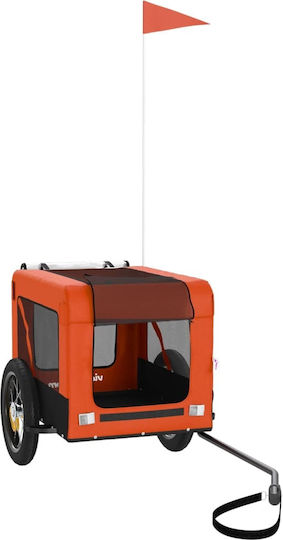 vidaXL Fahrradanhänger für Hunde bis 30kg Orange L120xB54.5xH53cm.