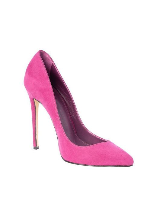 Synthetic Leather Pointed Toe Stiletto Magenta High Heels