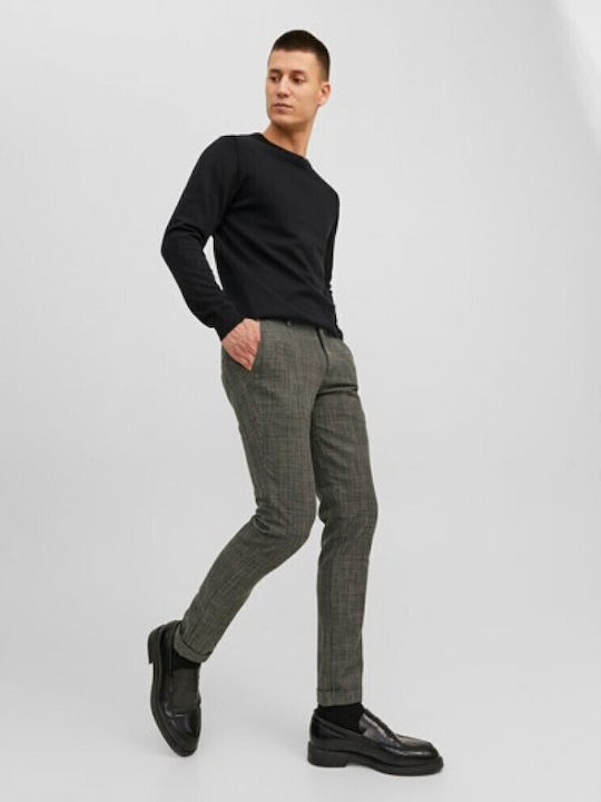 Pantaloni Chino Elastic Dark Grey Check