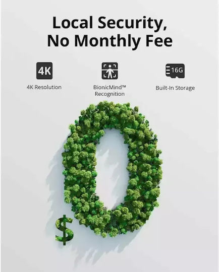 Eufy S300 IP Κάμερα Παρακολούθησης 4K Αδιάβροχη Μπαταρίας με Φακό 2.4mm
