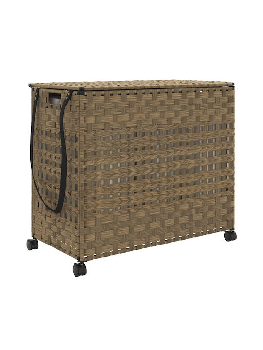 vidaXL Collapsible Fabric Laundry Basket with Lid 66x35x60cm Brown