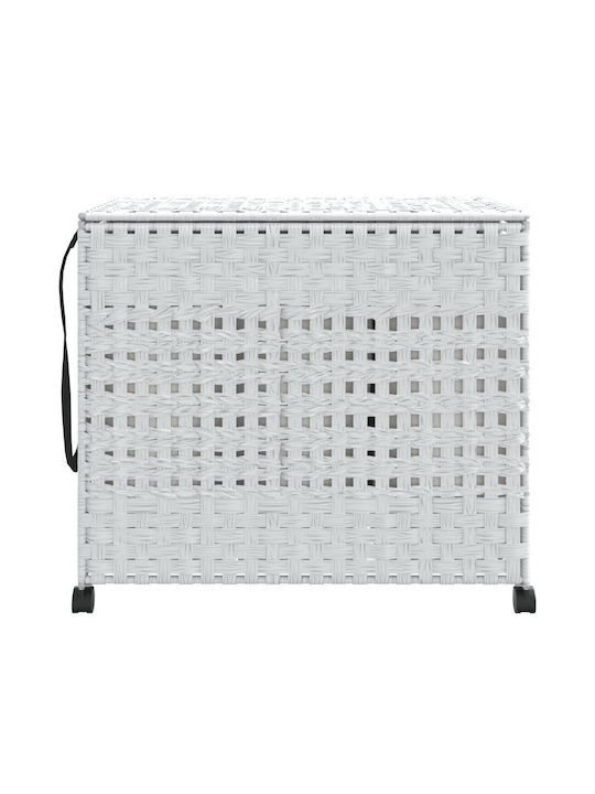 vidaXL Coș De Rufe Din Țesătură Pliabil Cu Capac 66x35x60cm Alb