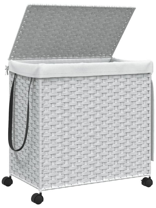 vidaXL Coș De Rufe Din Țesătură Pliabil Cu Capac 60x35x60.5cm Alb