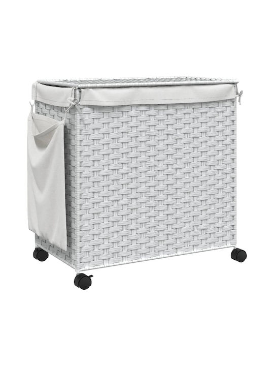 vidaXL Coș De Rufe Din Țesătură Pliabil Cu Capac 60x35x60.5cm Alb