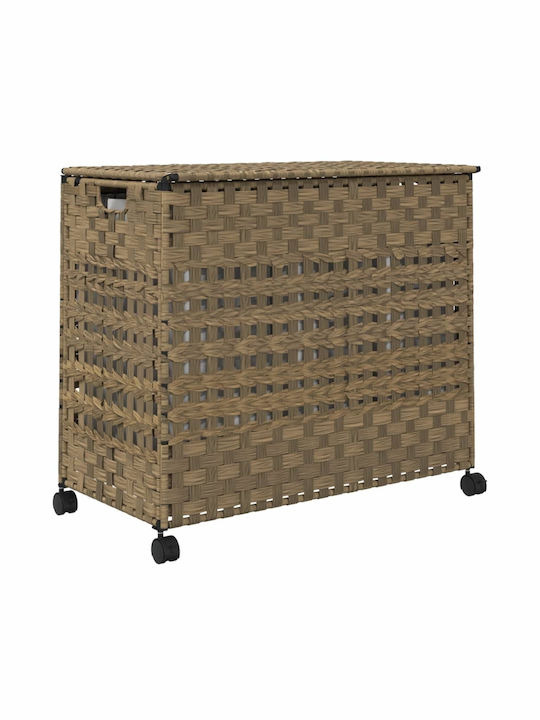 vidaXL Wäschekorb Stoff Klappbar mit Deckel 66x35x60cm Braun