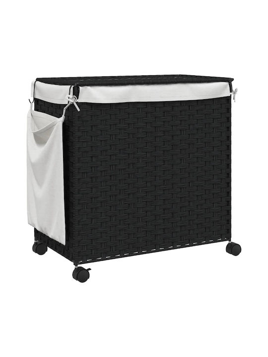 vidaXL Collapsible Fabric Laundry Basket with Lid 60x35x60.5cm Black