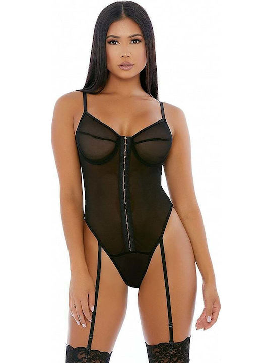Forplay Nightly Hook Up Teddy Sexy Κορμάκι με Διαφάνεια & Ζαρτιέρες Μαύρο Forplay Nightly Hook Up Teddy Sexy Κορμάκι με Διαφάνεια & Ζαρτιέρες Μαύρο