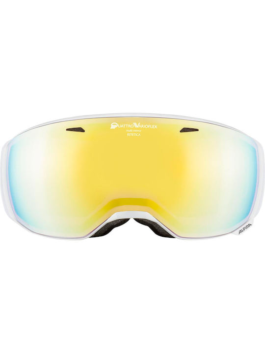 Alpina Μάσκα Σκι & Snowboard Ενηλίκων Λευκή με Φακό Polarized σε Χρυσό Χρώμα