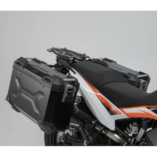 SW-Motech Aluminium Motorcycle Hard Side Case Set 45lt in Silver Colour